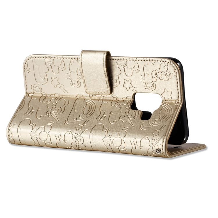 For Galaxy A8 (2018) Pressed Horse Cloud Print Horizontal Flip Leather Case with Holder & Card Slots & Wallet & Lanyard