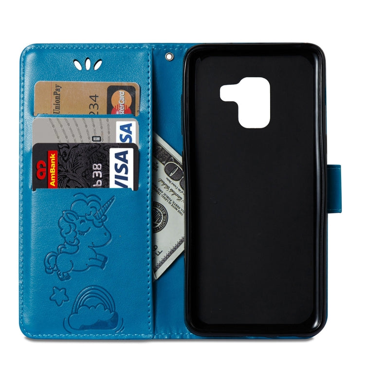 For Galaxy A8 (2018) Pressed Horse Cloud Print Horizontal Flip Leather Case with Holder & Card Slots & Wallet & Lanyard