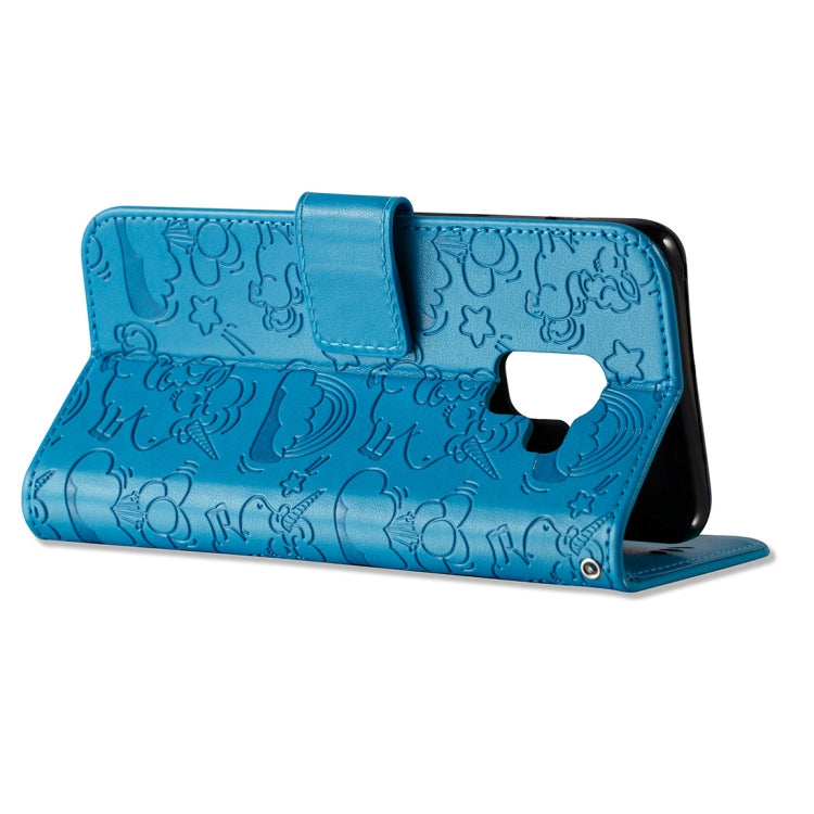 For Galaxy A8 (2018) Pressed Horse Cloud Print Horizontal Flip Leather Case with Holder & Card Slots & Wallet & Lanyard