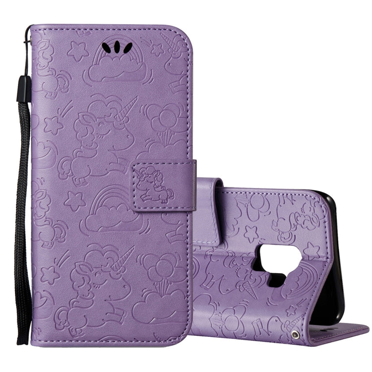 For Galaxy A8 (2018) Pressed Horse Cloud Print Horizontal Flip Leather Case with Holder & Card Slots & Wallet & Lanyard