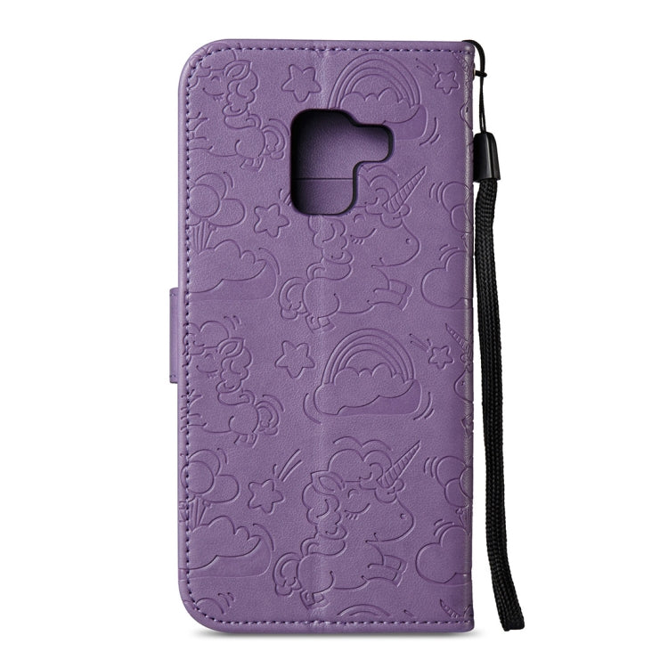 For Galaxy A8 (2018) Pressed Horse Cloud Print Horizontal Flip Leather Case with Holder & Card Slots & Wallet & Lanyard