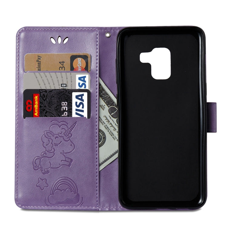 For Galaxy A8 (2018) Pressed Horse Cloud Print Horizontal Flip Leather Case with Holder & Card Slots & Wallet & Lanyard