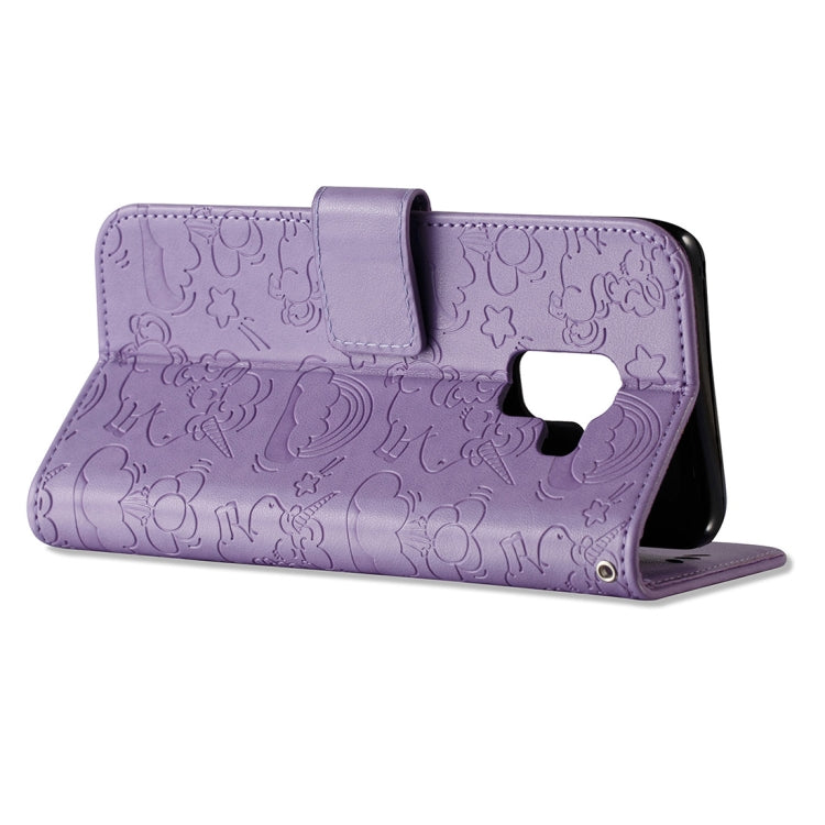 For Galaxy A8 (2018) Pressed Horse Cloud Print Horizontal Flip Leather Case with Holder & Card Slots & Wallet & Lanyard