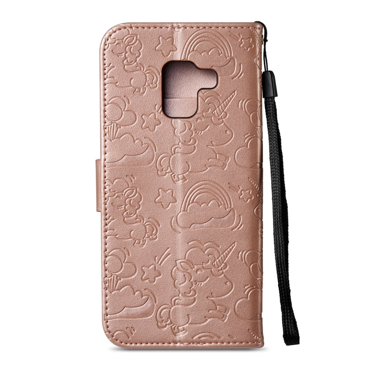 For Galaxy A8 (2018) Pressed Horse Cloud Print Horizontal Flip Leather Case with Holder & Card Slots & Wallet & Lanyard