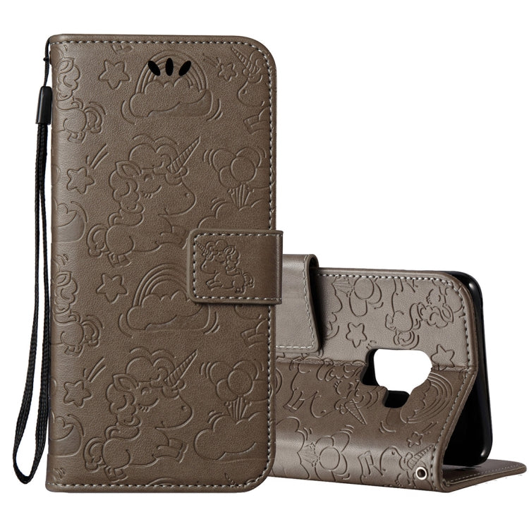 For Galaxy A8 (2018) Pressed Horse Cloud Print Horizontal Flip Leather Case with Holder & Card Slots & Wallet & Lanyard