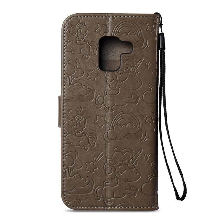 For Galaxy A8 (2018) Pressed Horse Cloud Print Horizontal Flip Leather Case with Holder & Card Slots & Wallet & Lanyard