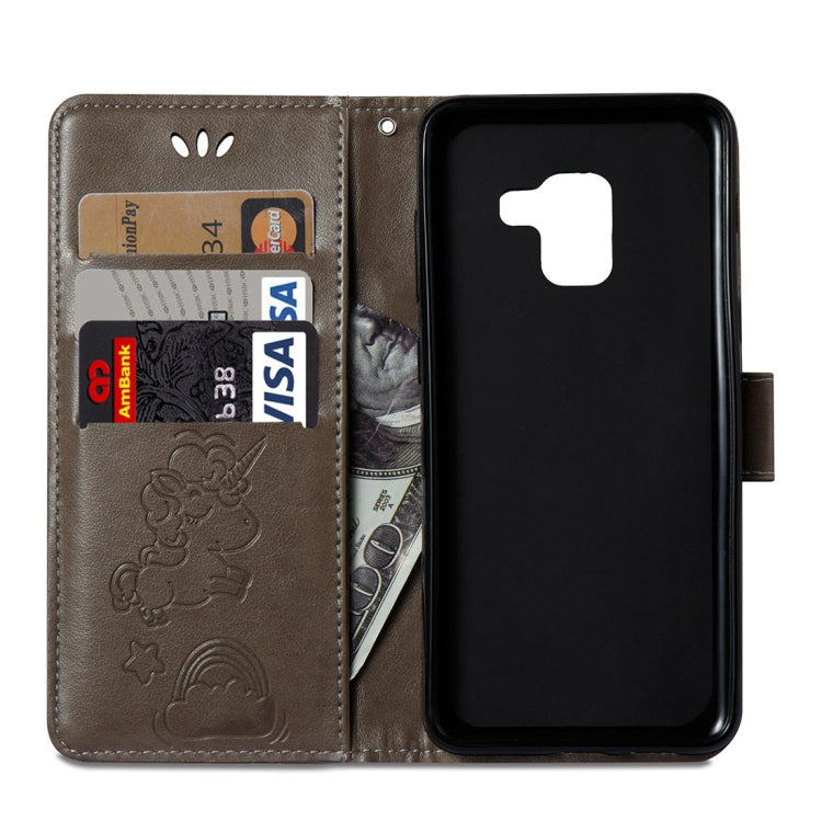For Galaxy A8 (2018) Pressed Horse Cloud Print Horizontal Flip Leather Case with Holder & Card Slots & Wallet & Lanyard