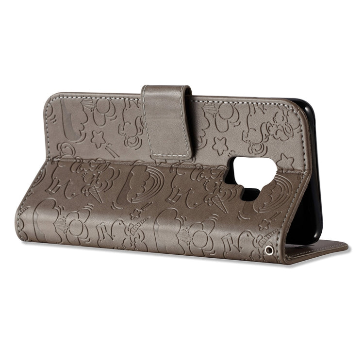 For Galaxy A8 (2018) Pressed Horse Cloud Print Horizontal Flip Leather Case with Holder & Card Slots & Wallet & Lanyard