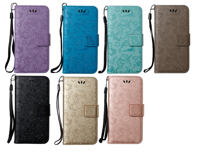 For Galaxy A8 (2018) Pressed Horse Cloud Print Horizontal Flip Leather Case with Holder & Card Slots & Wallet & Lanyard