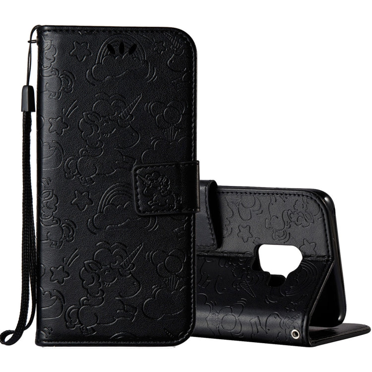 For Galaxy A8+ (2018) Pressed Horse Cloud Print Horizontal Flip Leather Case with Holder & Card Slots & Wallet & Lanyard