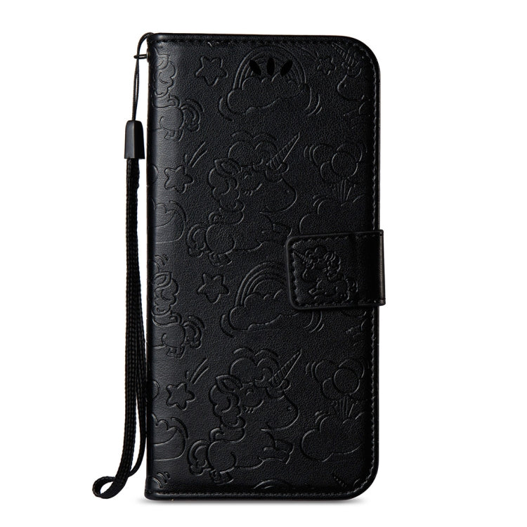 For Galaxy A8+ (2018) Pressed Horse Cloud Print Horizontal Flip Leather Case with Holder & Card Slots & Wallet & Lanyard