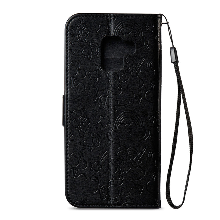 For Galaxy A8+ (2018) Pressed Horse Cloud Print Horizontal Flip Leather Case with Holder & Card Slots & Wallet & Lanyard