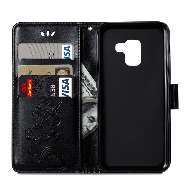 For Galaxy A8+ (2018) Pressed Horse Cloud Print Horizontal Flip Leather Case with Holder & Card Slots & Wallet & Lanyard
