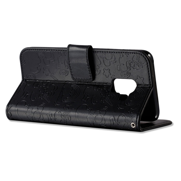 For Galaxy A8+ (2018) Pressed Horse Cloud Print Horizontal Flip Leather Case with Holder & Card Slots & Wallet & Lanyard