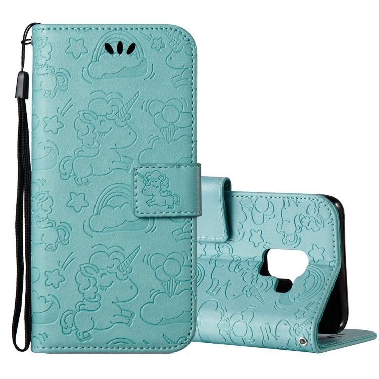 For Galaxy A8+ (2018) Pressed Horse Cloud Print Horizontal Flip Leather Case with Holder & Card Slots & Wallet & Lanyard