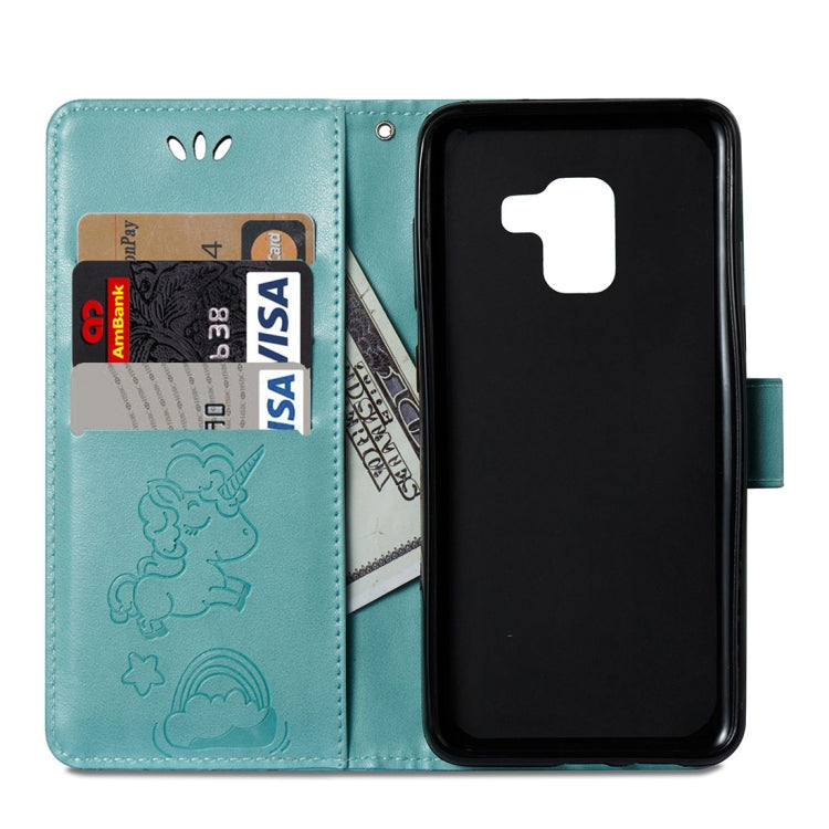 For Galaxy A8+ (2018) Pressed Horse Cloud Print Horizontal Flip Leather Case with Holder & Card Slots & Wallet & Lanyard