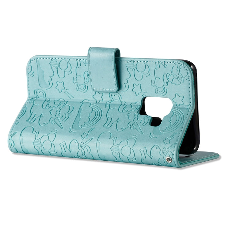 For Galaxy A8+ (2018) Pressed Horse Cloud Print Horizontal Flip Leather Case with Holder & Card Slots & Wallet & Lanyard