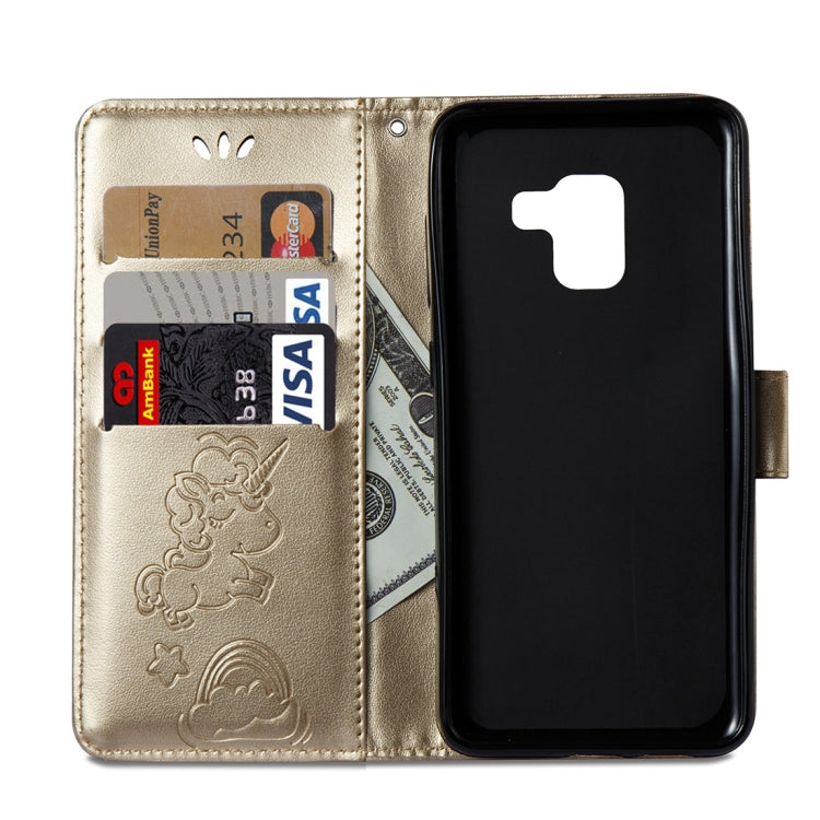 For Galaxy A8+ (2018) Pressed Horse Cloud Print Horizontal Flip Leather Case with Holder & Card Slots & Wallet & Lanyard