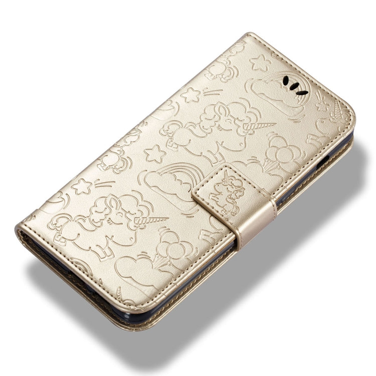 For Galaxy A8+ (2018) Pressed Horse Cloud Print Horizontal Flip Leather Case with Holder & Card Slots & Wallet & Lanyard