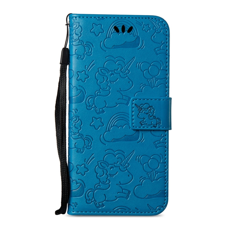 For Galaxy A8+ (2018) Pressed Horse Cloud Print Horizontal Flip Leather Case with Holder & Card Slots & Wallet & Lanyard
