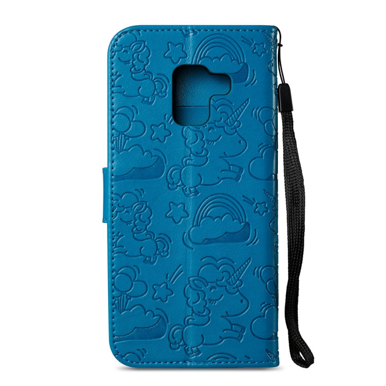 For Galaxy A8+ (2018) Pressed Horse Cloud Print Horizontal Flip Leather Case with Holder & Card Slots & Wallet & Lanyard