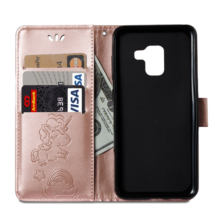 For Galaxy A8+ (2018) Pressed Horse Cloud Print Horizontal Flip Leather Case with Holder & Card Slots & Wallet & Lanyard