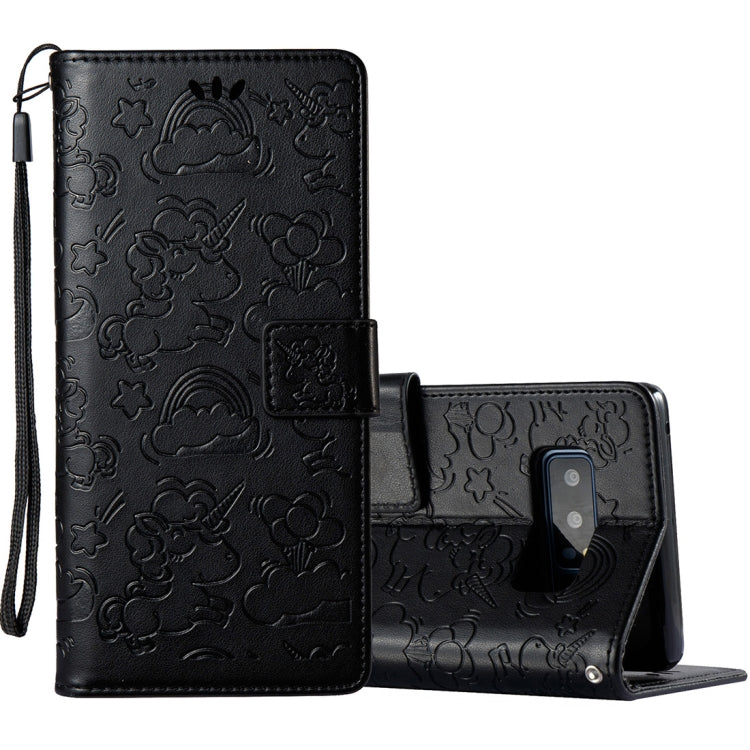 For Galaxy Note 8 Pressed Horse Cloud Print Horizontal Flip Leather Case with Holder & Card Slots & Wallet & Lanyard