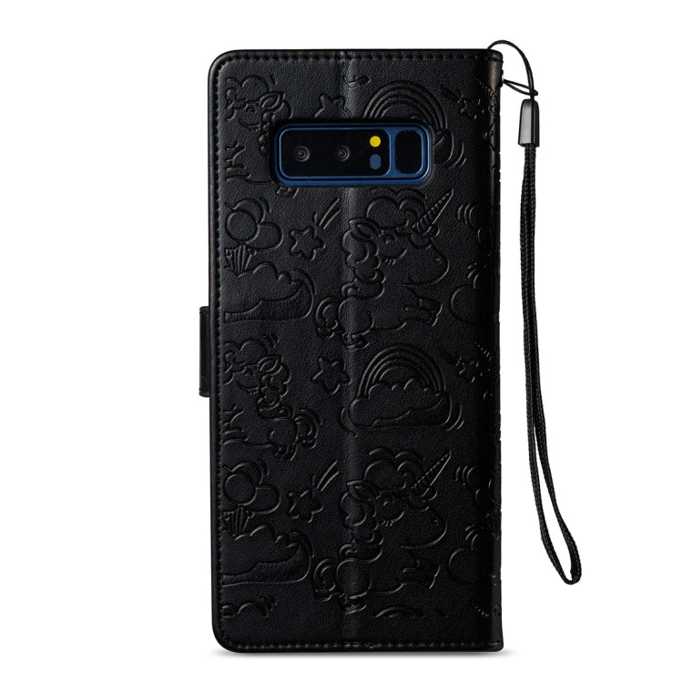 For Galaxy Note 8 Pressed Horse Cloud Print Horizontal Flip Leather Case with Holder & Card Slots & Wallet & Lanyard