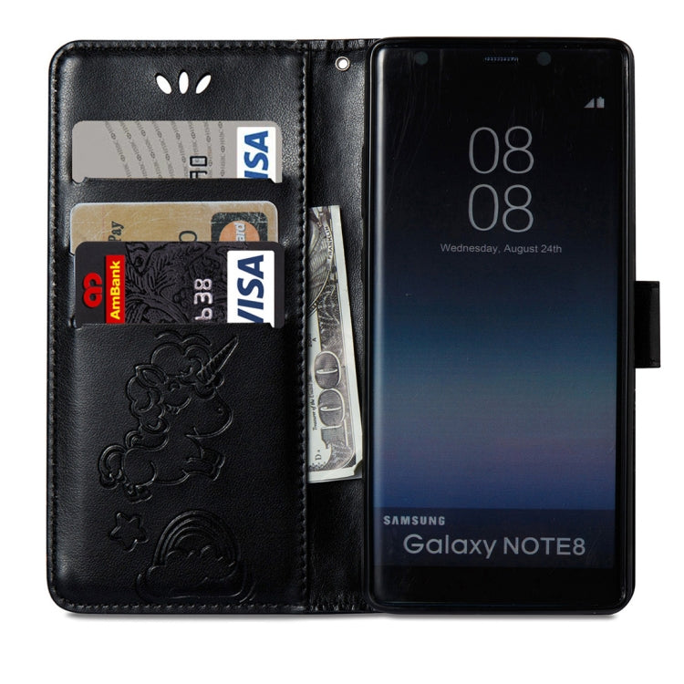 For Galaxy Note 8 Pressed Horse Cloud Print Horizontal Flip Leather Case with Holder & Card Slots & Wallet & Lanyard