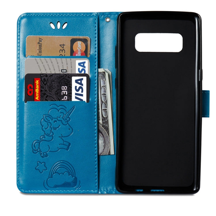 For Galaxy Note 8 Pressed Horse Cloud Print Horizontal Flip Leather Case with Holder & Card Slots & Wallet & Lanyard