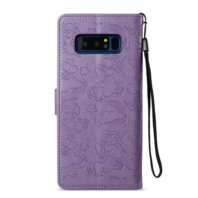 For Galaxy Note 8 Pressed Horse Cloud Print Horizontal Flip Leather Case with Holder & Card Slots & Wallet & Lanyard