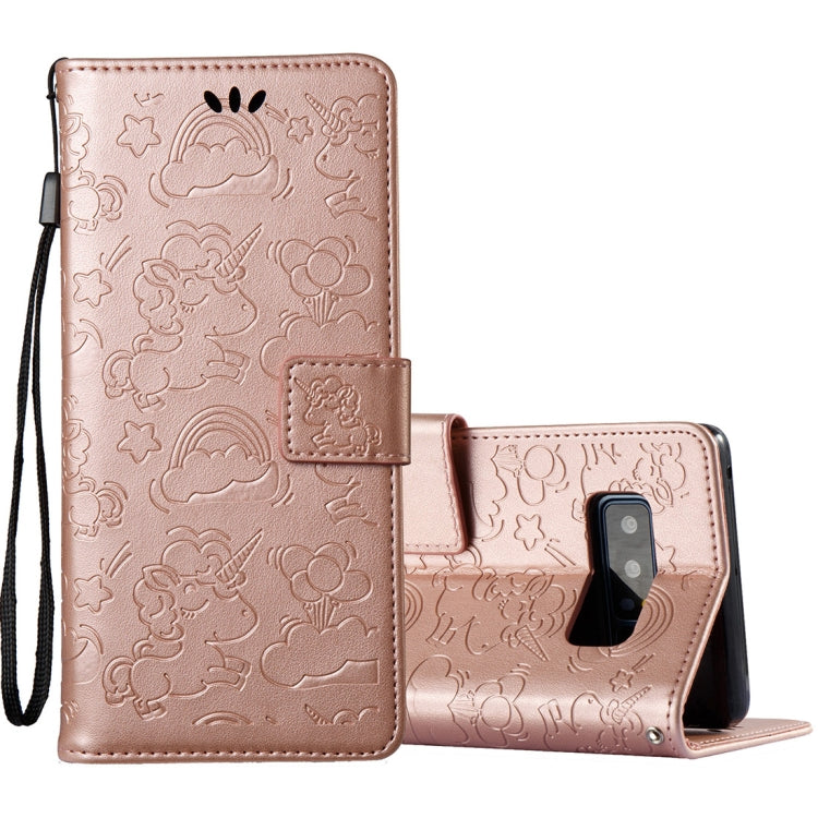 For Galaxy Note 8 Pressed Horse Cloud Print Horizontal Flip Leather Case with Holder & Card Slots & Wallet & Lanyard