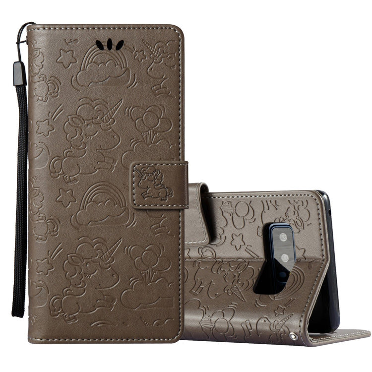 For Galaxy Note 8 Pressed Horse Cloud Print Horizontal Flip Leather Case with Holder & Card Slots & Wallet & Lanyard