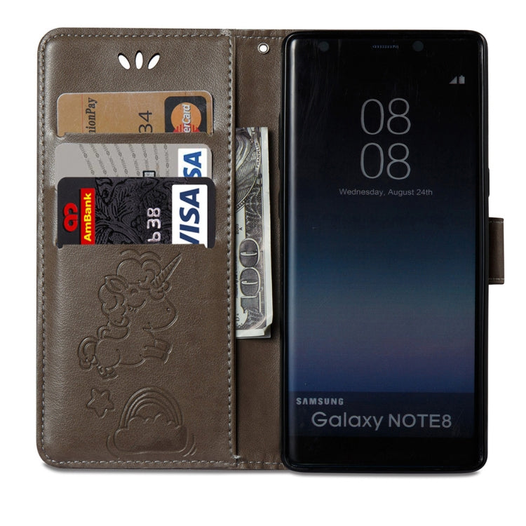 For Galaxy Note 8 Pressed Horse Cloud Print Horizontal Flip Leather Case with Holder & Card Slots & Wallet & Lanyard