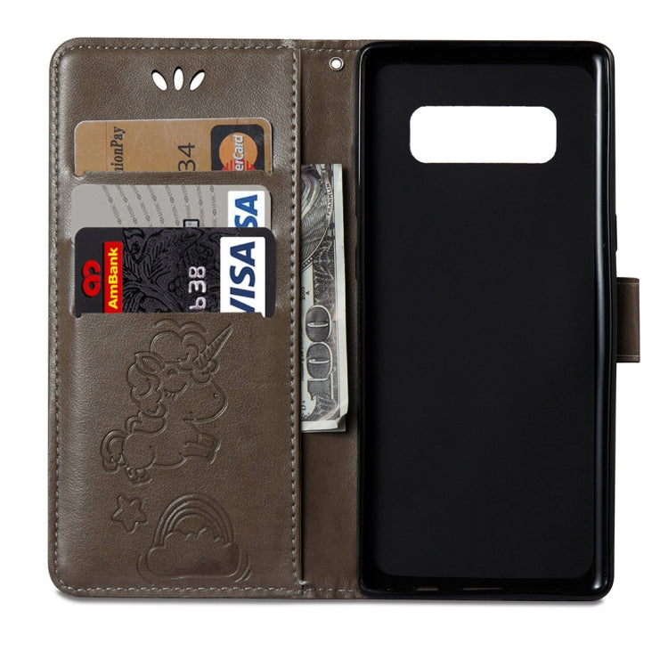 For Galaxy Note 8 Pressed Horse Cloud Print Horizontal Flip Leather Case with Holder & Card Slots & Wallet & Lanyard