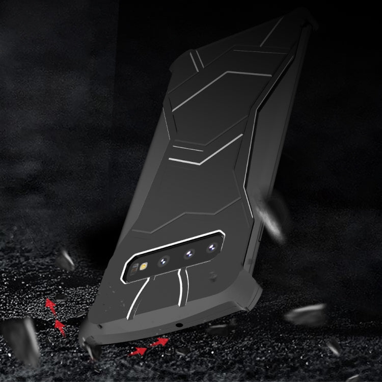 R-JUST Magnet Adsorption Metal Polished Texture Phone Case for Galaxy S10 (Black)