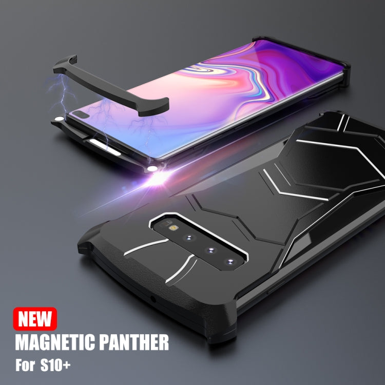 R-JUST Magnet Adsorption Metal Polished Texture Phone Case for Galaxy S10e (Black)