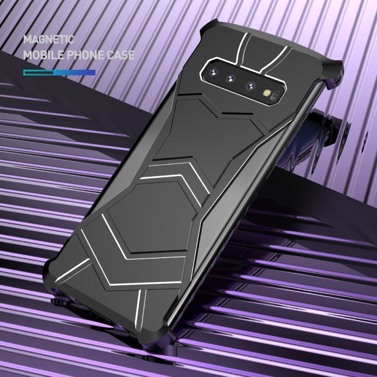 R-JUST Magnet Adsorption Metal Polished Texture Phone Case for Galaxy S10e (Black)