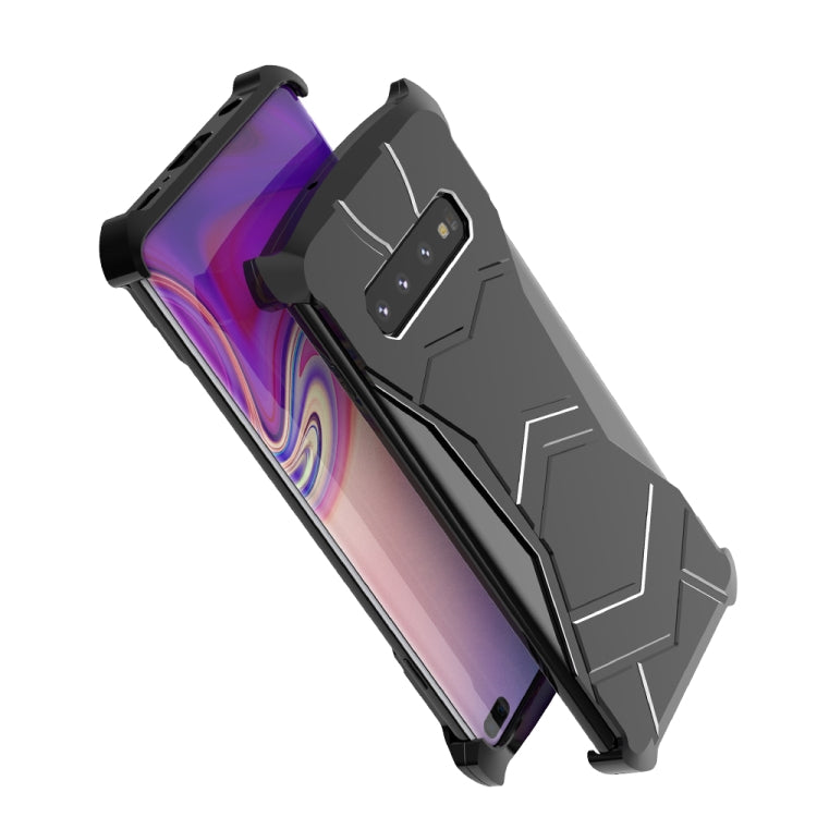 R-JUST Magnet Adsorption Metal Polished Texture Phone Case for Galaxy S10+ (Black)