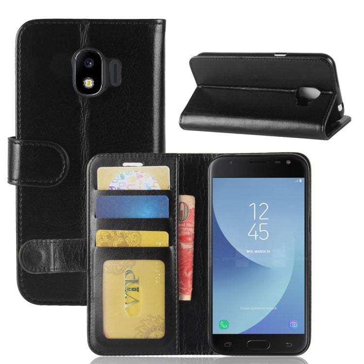 PU + TPU Crazy Horse Texture Horizontal Flip Leather Case for Galaxy J2 Pro (2018), with Wallet & Holder & Card Slots