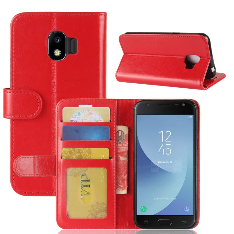 PU + TPU Crazy Horse Texture Horizontal Flip Leather Case for Galaxy J2 Pro (2018), with Wallet & Holder & Card Slots