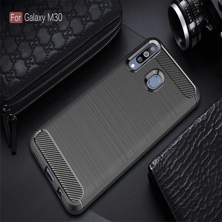 Brushed Texture Carbon Fiber TPU Case for Galaxy M30 (Black)