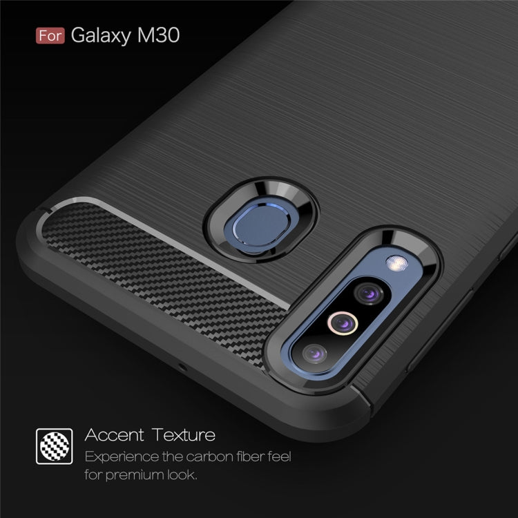 Brushed Texture Carbon Fiber TPU Case for Galaxy M30 (Black)