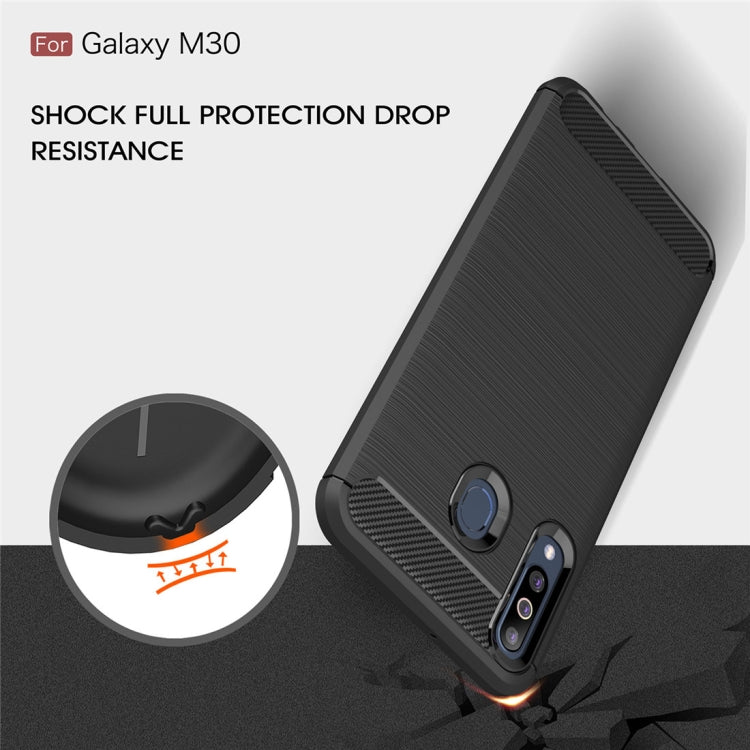 Brushed Texture Carbon Fiber TPU Case for Galaxy M30 (Black)