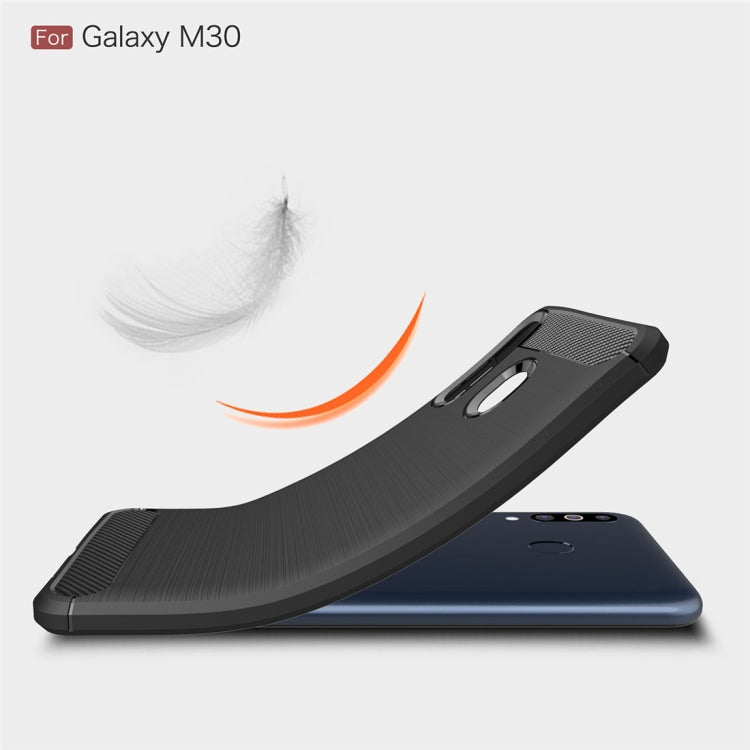 Brushed Texture Carbon Fiber TPU Case for Galaxy M30 (Black)