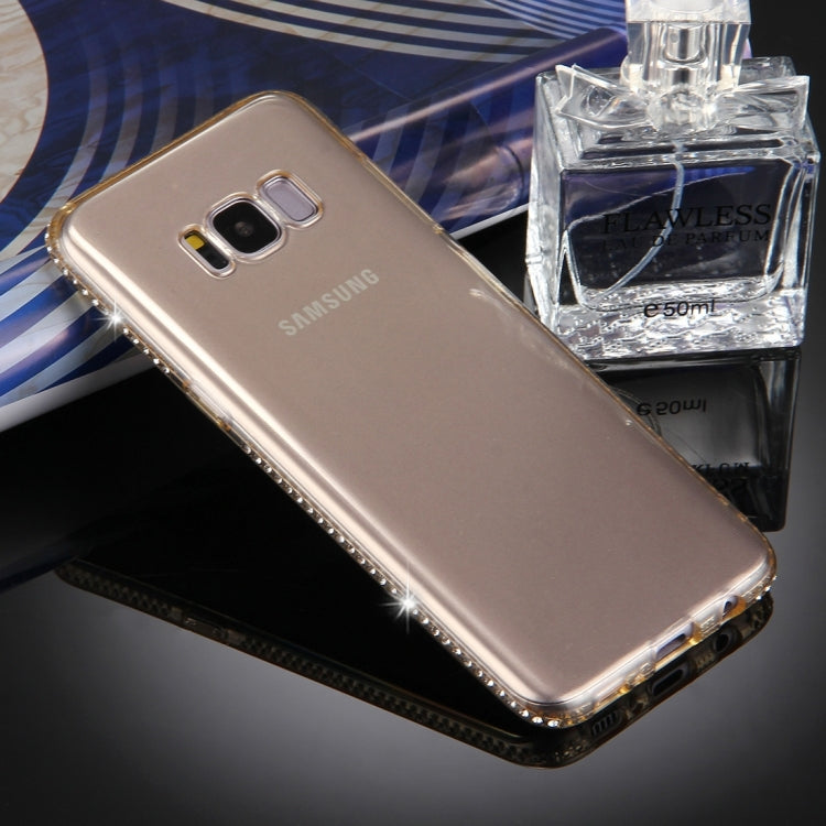 For Galaxy S8 + / G9550 Diamond Encrusted Transparent Soft TPU Protective Back Cover Case(Gold)
