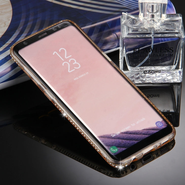 For Galaxy S8 + / G9550 Diamond Encrusted Transparent Soft TPU Protective Back Cover Case(Gold)