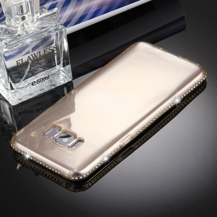 For Galaxy S8 + / G9550 Diamond Encrusted Transparent Soft TPU Protective Back Cover Case(Gold)