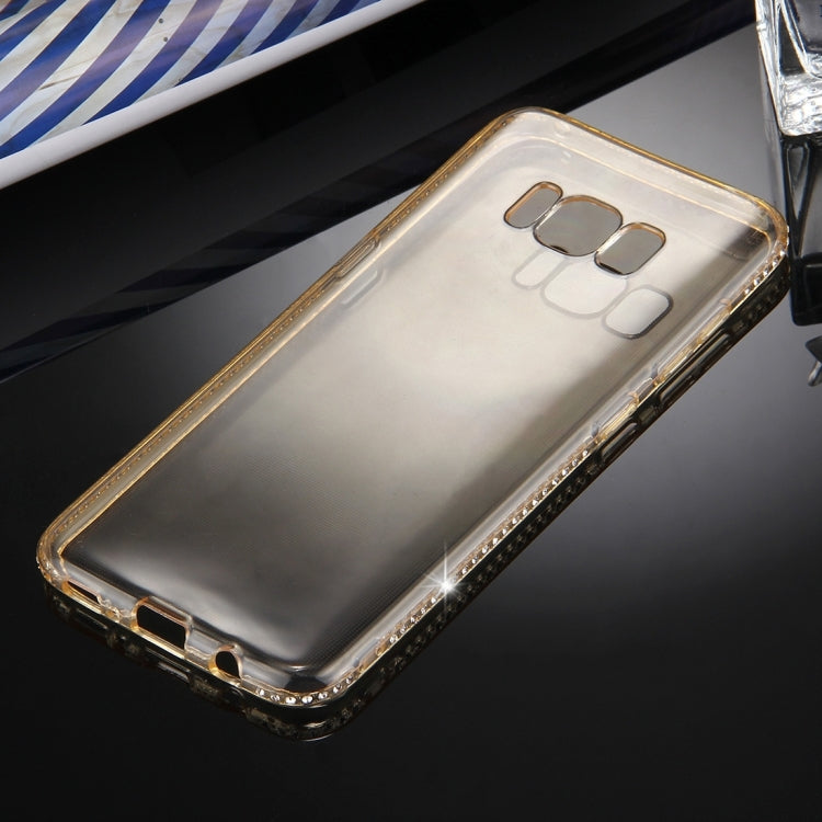 For Galaxy S8 + / G9550 Diamond Encrusted Transparent Soft TPU Protective Back Cover Case(Gold)