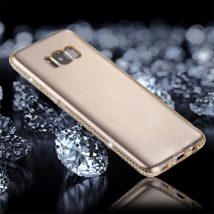 For Galaxy S8 + / G9550 Diamond Encrusted Transparent Soft TPU Protective Back Cover Case(Gold)